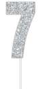 Silver Glitter Cake Topper - No 7